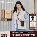 坦博尔羽绒服马甲女立领宽松外搭短款羽绒背心外套TD236006 小香白 175