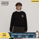 Teenie Weenie小熊春季美拉德简约圆领宽松休闲复古学院卫衣上衣女 黑色 M (165)