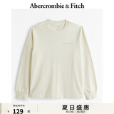 ABERCROMBIE & FITCH男装女装情侣装24春夏款经典LOGO长袖黑色多色T恤KI123-4181 暖米色 L (180/108A)