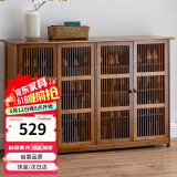 安尔雅新中式鞋柜门口简易鞋架家用收纳透气大容量多层玄关柜 四门款
