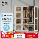 蚂蚁盒子（MAYIHEZI）免安装可折叠塑料成人简易衣柜出租房防尘防潮大容量 12格8门2挂