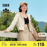 森马梅花系列外套女短款显高刺绣春秋宽松连帽夹克109524108006