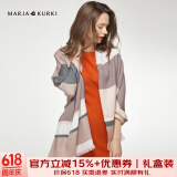 玛丽亚·古琦（MARJA KURKI）羊毛围巾女冬季 礼盒装保暖披肩围巾两用 千鸟格围脖女礼物 棕/灰