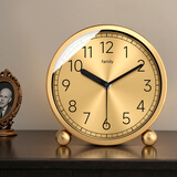 智臻黄铜台式座钟客厅家用书房办公室大台钟钟表摆件桌面时钟静音摆钟 小号黄铜材质-金属盘-品牌机芯