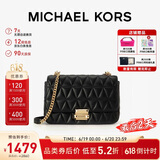 MICHAEL KORS礼物轻奢MK女包SLOAN小香风链条单肩斜挎腋下包 大号 黑色/金色