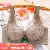 纤诗柔内衣女小胸聚拢厚款加厚宽肩带防下垂上托胸罩无钢圈透气夏文胸 咖啡色 36/80B厚款