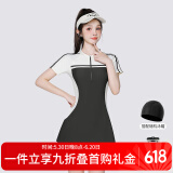 梵迪拉（F.DYRAA）泳衣女款连衣裙游泳馆女士泡温泉保守显瘦泳装四件套14003黑色2XL