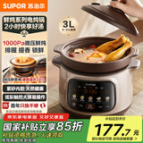 苏泊尔（SUPOR）电炖锅 电砂锅 煲汤锅3L家用多功能炖汤锅紫砂锅微压快炖煲汤专用锅可预约2-3人 DG30YC875