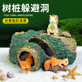 萌嘟星宠 鱼缸造景装饰仿真树洞躲避硐摆件鱼虾繁殖躲避罐水族箱创意布景