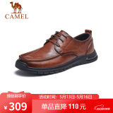 骆驼（CAMEL） 复古擦色牛皮耐磨软底大头休闲商务皮鞋男 G13S201051 黄棕 44 