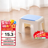 好尔凳子家用板登客厅卧室换鞋凳防滑塑料小凳子脚踏矮凳中号蓝色1个