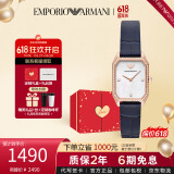 安普里奥·阿玛尼（Emporio Armani）手表女镶钻贝母皮带石英时尚女表七夕情人节礼物送女友AR11466