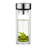 清水（SHIMIZU） 双层玻璃杯茶水分离防烫办公车载水杯带滤网泡茶杯可定制SM-8021 SM-8021-032 320ml