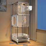 蔻丝鸟笼子鹦鹉大号防溅家用玄凤虎皮小太阳牡丹可洗澡生态别墅鸟笼 中号36*36*117-三层三室-2只鹦鹉 繁殖13件套：草窝款+繁殖箱+垫料