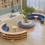 添赋 创意收纳图书馆阅读区书架沙发学校幼儿园读书角大厅休息区组合 组合十（三层实木柜）800cm