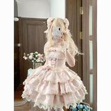 米乐秀银月原创芭蕾礼遇lolita洋装芭蕾风Doll感吊带日常连衣裙洛丽塔服 粉色jsk脖链+手袖+裙撑 L(100-115斤）