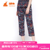 铜牛家居裤汗布印花居家女裤睡裤棉家居裤长裤女春夏VK034 奇珍异宝-白-蓝 S (160/85)