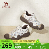 骆驼（CAMEL）经典丑萌鞋女时尚撞色户外休闲鞋 L24S469647A 米/银/咖 38