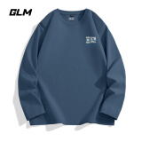 GLM白色长袖t恤男春秋季重磅男装打底衫纯棉吸汗宽松大码男士衣服