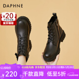 达芙妮（DAPHNE）小短靴女马丁靴英伦风厚底秋冬季2023新款秋季单靴百搭复古六孔 黑色 38 标准码