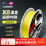 光威（GW）速龙8编pe线路亚线100米黄色大力马鱼线路亚线抛竿海竿筏钓渔线 速龙PE8编100M-0.8#