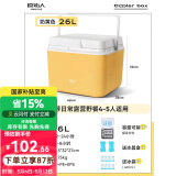 原始人 保温箱冰块冷藏箱户外露营旅行车载冰桶商用摆摊钓鱼小型便携 奶黄26L-配冰晶盒*2+冰袋*8
