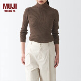 无印良品（MUJI）女式 罗纹可水洗高领毛衣 长袖打底针织衫上衣毛衫 BAG01A1A 深咖啡色 S 155/80A