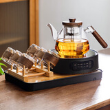 忆壶茶（YIHUTEA） 茶壶玻璃泡茶壶侧把过滤煮茶壶加厚耐热电陶炉烧水壶养生煮茶器 【10件套】1200ML蒸煮双胆套装