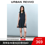UR2025春季新款女装撞色蕾丝蝴蝶结无袖牛仔连衣裙UYY850049 靛蓝 S