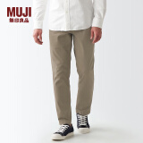 无印良品 MUJI 男式横竖弹力丝光斜纹修身裤男士长裤子男款休闲裤春季款 浅灰棕色 76（170/76A）