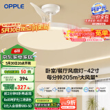 欧普（OPPLE）风扇灯吊扇灯遥控LED照明Ra95北欧餐厅卧室吊灯变频低噪 冰风白
