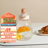 乐扣乐扣（LOCK&LOCK）大肚杯儿童吸管直饮两用杯子学生大容量水杯外出便携水壶1.1L棕色