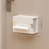 伊思家磁吸置物架壁挂入户门后玄关置物收纳钥匙挂钩拖鞋雨伞架磁铁套装 磁吸-纸巾盒-【白色小号】