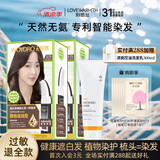 利威丝无忧然染发梳染发剂植物天然纯一梳膏男女士防遮白发染头发过敏 可可褐两盒200ml +固色发膜260ml