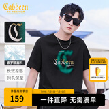 卡宾男装 【凉感】索罗那晕染印花T恤秋潮流肌理LOGO短袖街头休闲A 漆黑色-凉感 L /175/50