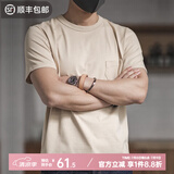 马登工装三本针重磅纯棉T恤男阿美咔叽复古纯色口袋短袖透气打底衫夏 杏色 XL