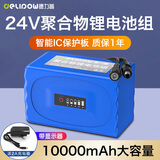 德力普（Delipow）12v锂电池大容量锂离子聚合物锂电池组带显示屏移动电源太阳能灯音响监控设备24V可充电方形电池 24V 10000毫安【带显示器+2A充电器】
