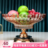 花语四季玻璃水果盘欧式家用客厅茶几高档轻奢零食糖果干果收纳盘大号欧式 莲花果盘（黑水晶高脚）