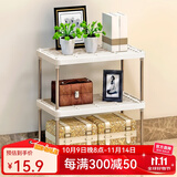 亚思特简易灶台置物架落地多层室内客厅零食收纳整理架浴室卫生间储物架 3层置物架-米白色