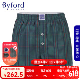 百富（BYFORD）男士阿罗裤内裤精梳棉商场款格纹中腰平角短裤梭织裤衩送礼MW962 MW962绿色带纽扣，一片包臀 1条 L