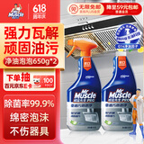 威猛先生（Mr Muscle）油污清洁剂  油烟机净油泡泡650g*2小青柠香G14净油因子高效3合1 