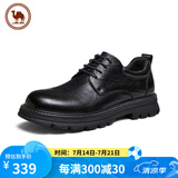骆驼牌 新款休闲皮鞋舒软真皮复古增高正装男士皮鞋 P14A201635 黑色 42
