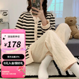 婧麒空气棉月子服秋冬产后孕妇睡衣女喂奶哺乳家居服春秋季套装 杏色空气棉-Jyz30058 L（适合90_120斤）