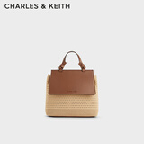 CHARLES&KEITH时尚拼色编织双肩背包女生日礼物CK11-60782356 Beige米色 R