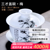 祥业梅兰竹菊三才碗盖碗家用功夫茶具套装礼盒装泡茶碗敬茶壶公司送礼 梅盖碗