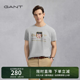 GANT/甘特【100%棉】男女情侣款学院风美式休闲圆领短袖重磅T恤 93烟灰色 L