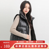 鸭鸭反季羽绒服马甲女款外穿新款短款鸭绒背心马夹外搭秋冬外套KLZ 黑色 M
