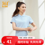 361度运动翻领t恤2025年春夏季新款休闲透气短袖情侣POLO衫父亲节礼物 【女款】凝雾蓝 M