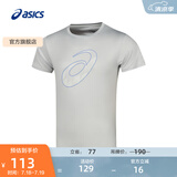 亚瑟士ASICS运动T恤男子跑步短袖透气舒适运动上衣 2011D076-001 灰色 M