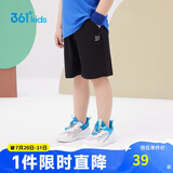 361°儿童短裤夏季男女童3-12岁透气运动裤梭织五分裤 黑 110